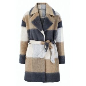 MO-KA By Santa Fe Apparel Color Block Wool Blend Coat